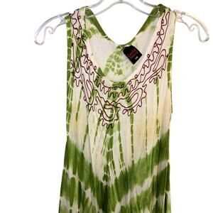 Emily Stacy S/M S M Green BOHO Women's Sleeveless Sun Dress Miss Size 6 8